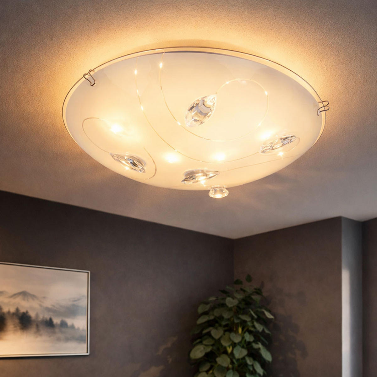 LED DECKENLEUCHTE Inka Weiß Opal - Weiß, Glas (25/25/7.5cm) - Globo Lighting