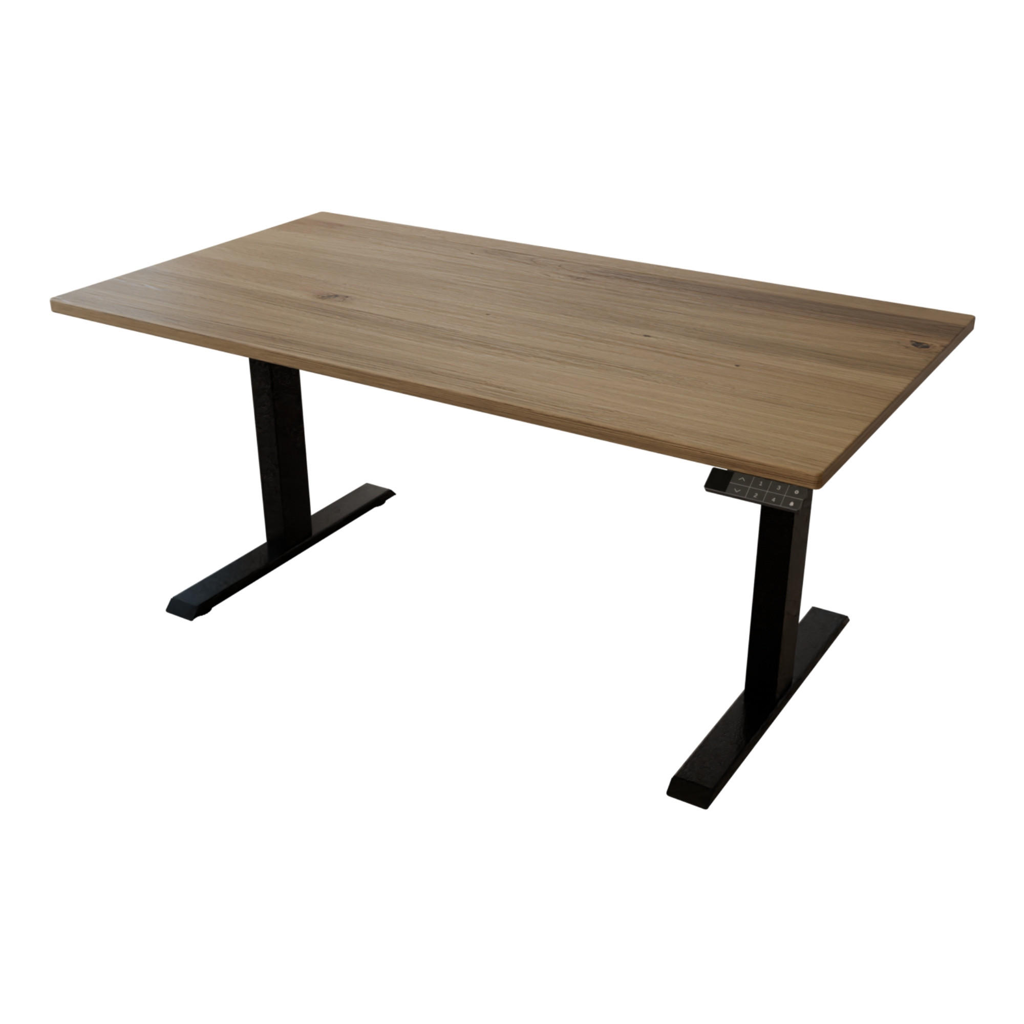 SCHREIBTISCH 150/80/65 cm elektrisch höhenverstellbar aus Wildeiche - Schwarz/Braun, Holz (80/150/65cm) - MeinMassivholz