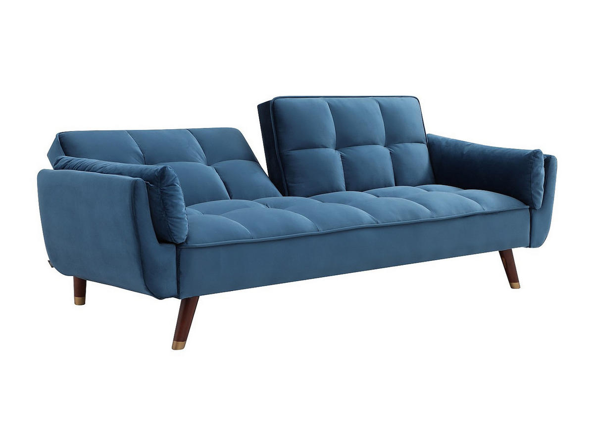 SCHLAFSOFA - 3 Personen - Samt, Stoff - Blau - - Blau, Textil (211/82/90cm) - Vente-Unique