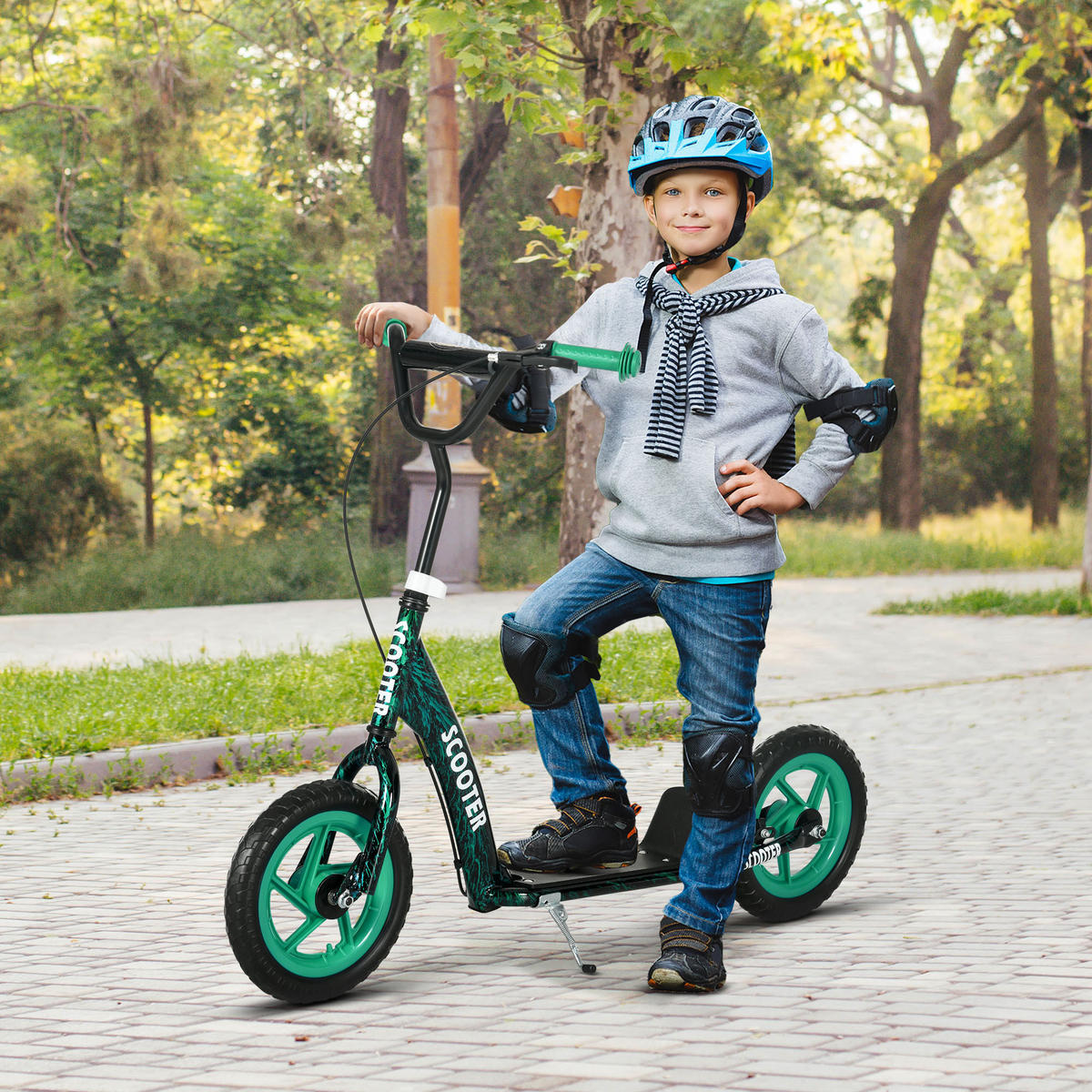 KINDERSCOOTER DE-16945 5-fach höhenverstellbar Grün - Grün, Metall (118/52/88cm) - ComfortXL