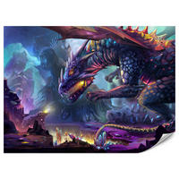 FOTOTAPETE für Jugendzimmer Fantastischer Drache Magische Welt Fantasy 450x315 - Türkis/Violett, Papier (450/315cm) - Muralo