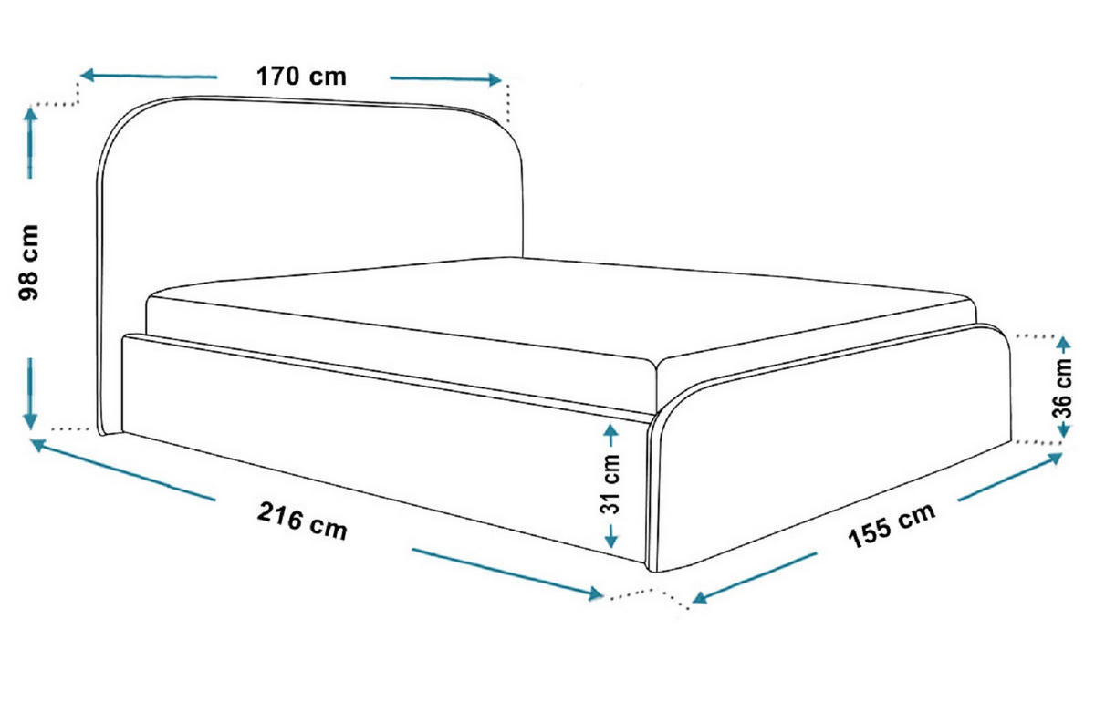 DOPPELBETT 140x200 Wendra Slim mit Lattenrost, Bettkasten, Boucle, Beige - Beige, Holz/Textil (140/200cm) - Emporius