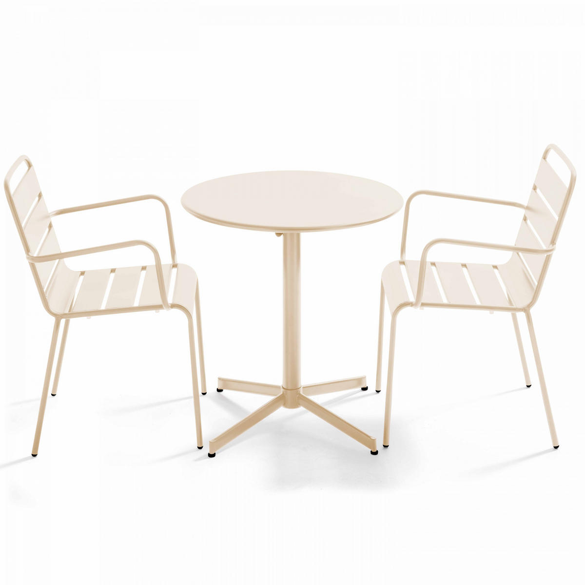 GARTENSET 3-tlg., Elfenbeinfarbe - Creme, Metall - Oviala