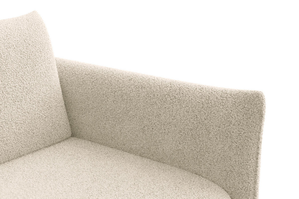 ECKSOFA TAUER 3-Sitzer LINKS, Bouclé-Stoff ecru - Ecru/Schwarz, Holz/Textil (173/206cm) - Courtois Laville