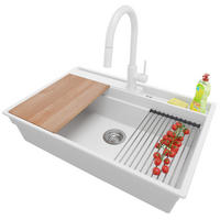 GRANITSPÜLE Oslo Pocket, 2-er set Weiß 78/53 cm 1 Becken + Küchenarmatur 40/20 cm + Ablauf-Set + Küchenzubehörset ab 80er Unterschrank - Chromfarben/Beige, Kunststoff (78/20/53cm) - Primagran