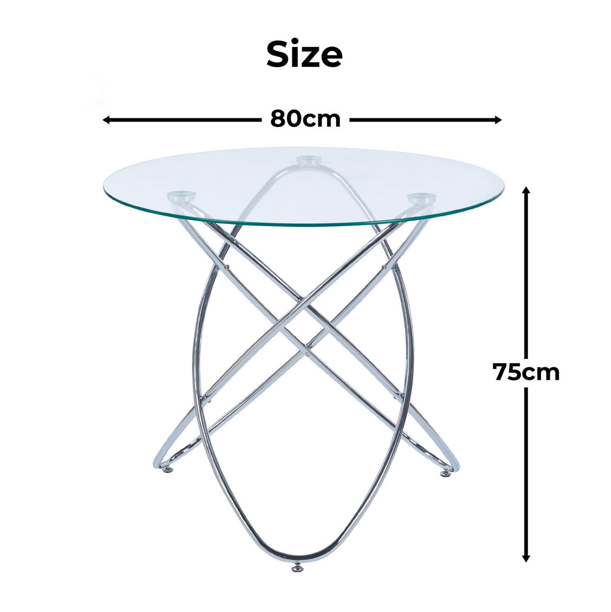 ESSTISCH in Chrom mit Glasplatte, modernes Design und pflegeleichte Oberfläche,80/80/75 cm - Chromfarben, Glas (80/80/75cm) - Flora Grace