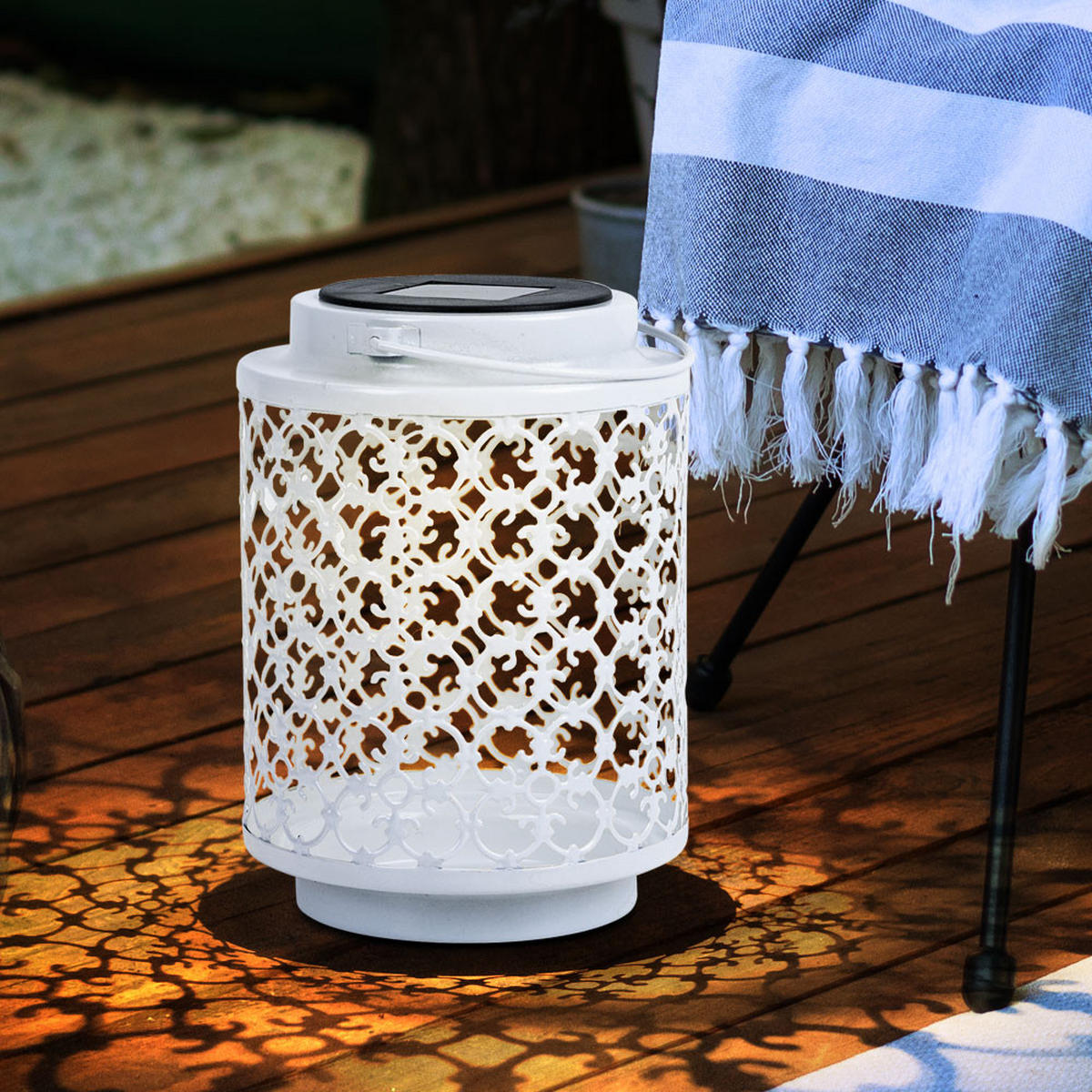 LED AUSSENLEUCHTE Weiß gemustert - Weiß, Metall (13/13/18cm)