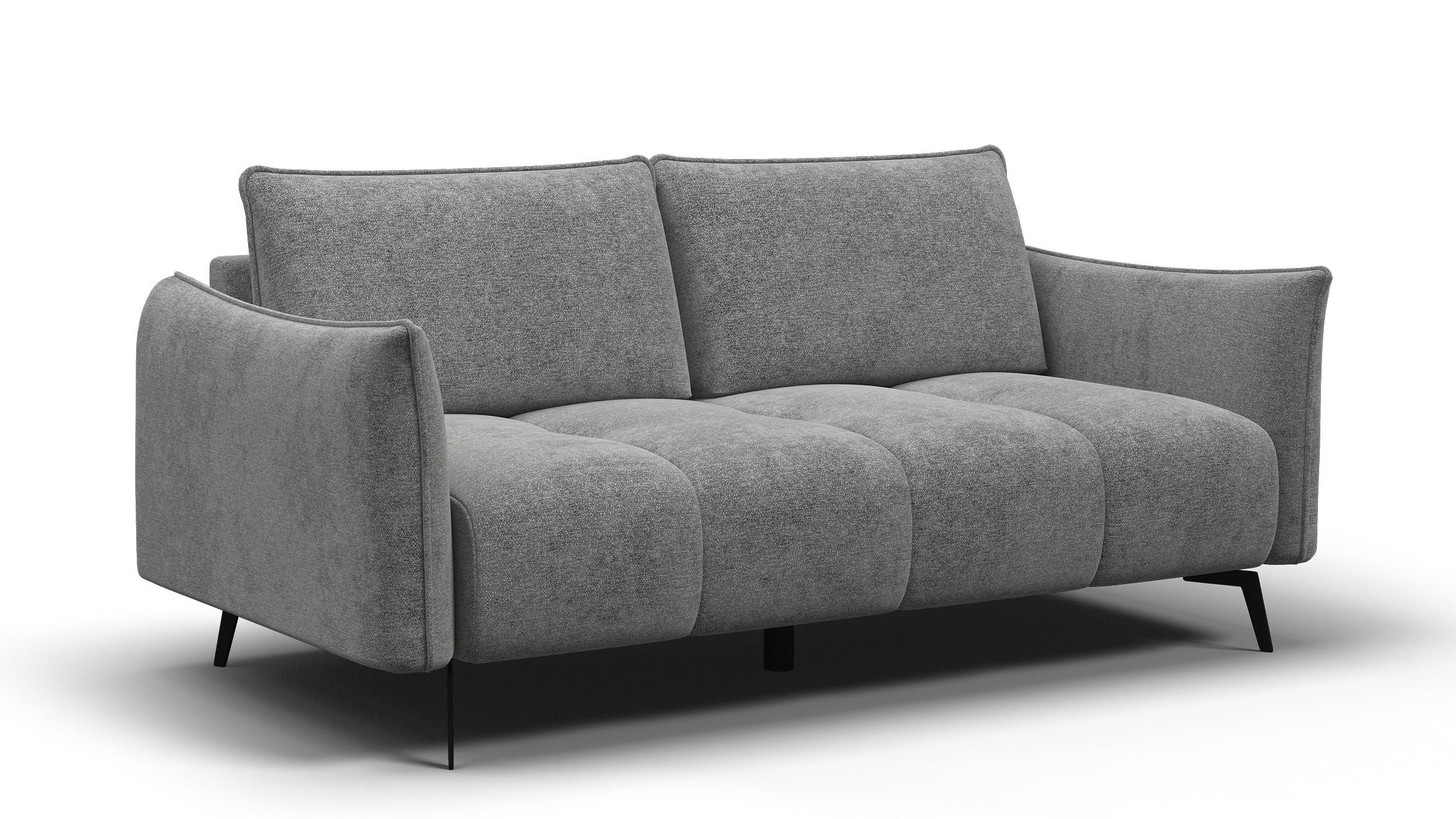 SOFA AERA 2,5-Sitzer, platingrau - Schwarz/Grau, Holz/Textil (187/89/96cm) - Courtois Laville