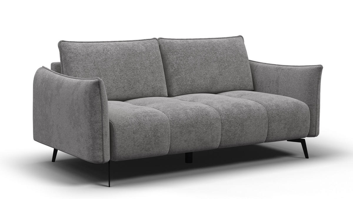 SOFA AERA 2,5-Sitzer, platingrau - Schwarz/Grau, Holz/Textil (187/89/96cm) - Courtois Laville