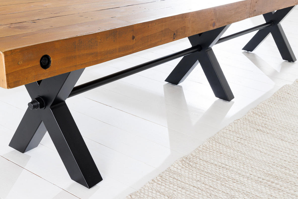 SITZBANK THOR Pinie Natur 240 cm - Schwarz/Naturfarben, Holz/Metall (240/46/40cm) - riess-ambiente