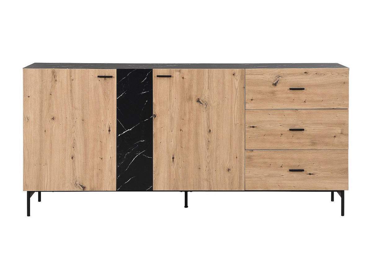 SIDEBOARD - 180cm x 40cm - MDF - schwarz, naturfarben hell - LIOMENA - Schwarz, Holz (180/83/40cm) - Vente-Unique