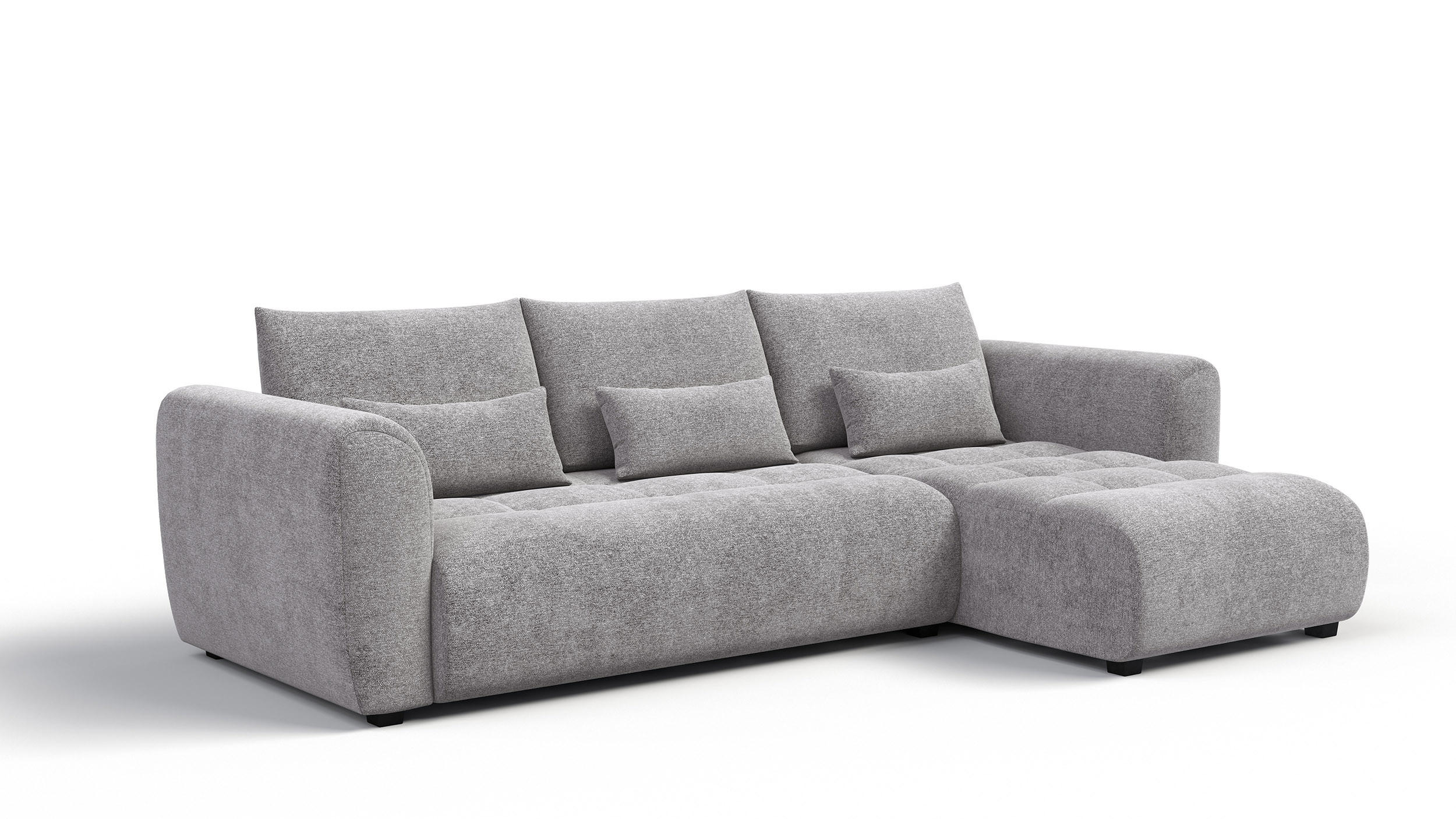 ECKSOFA SORENO 4-Sitzer, platingrau - Schwarz/Grau, Holz/Textil (293/171cm) - Courtois Laville
