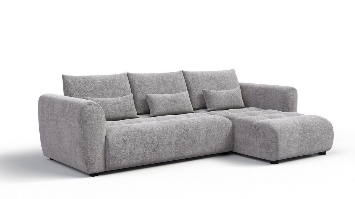 ECKSOFA SORENO 4-Sitzer, platingrau - Schwarz/Grau, Holz/Textil (293/171cm) - Courtois Laville