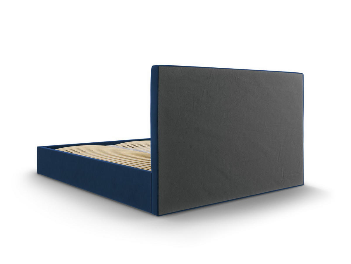 BETT mit Bettkasten und Kopfteil Pyla aus Samt königsblau 180x200cm - Dunkelblau, Textil (180/200cm) - Micadoni