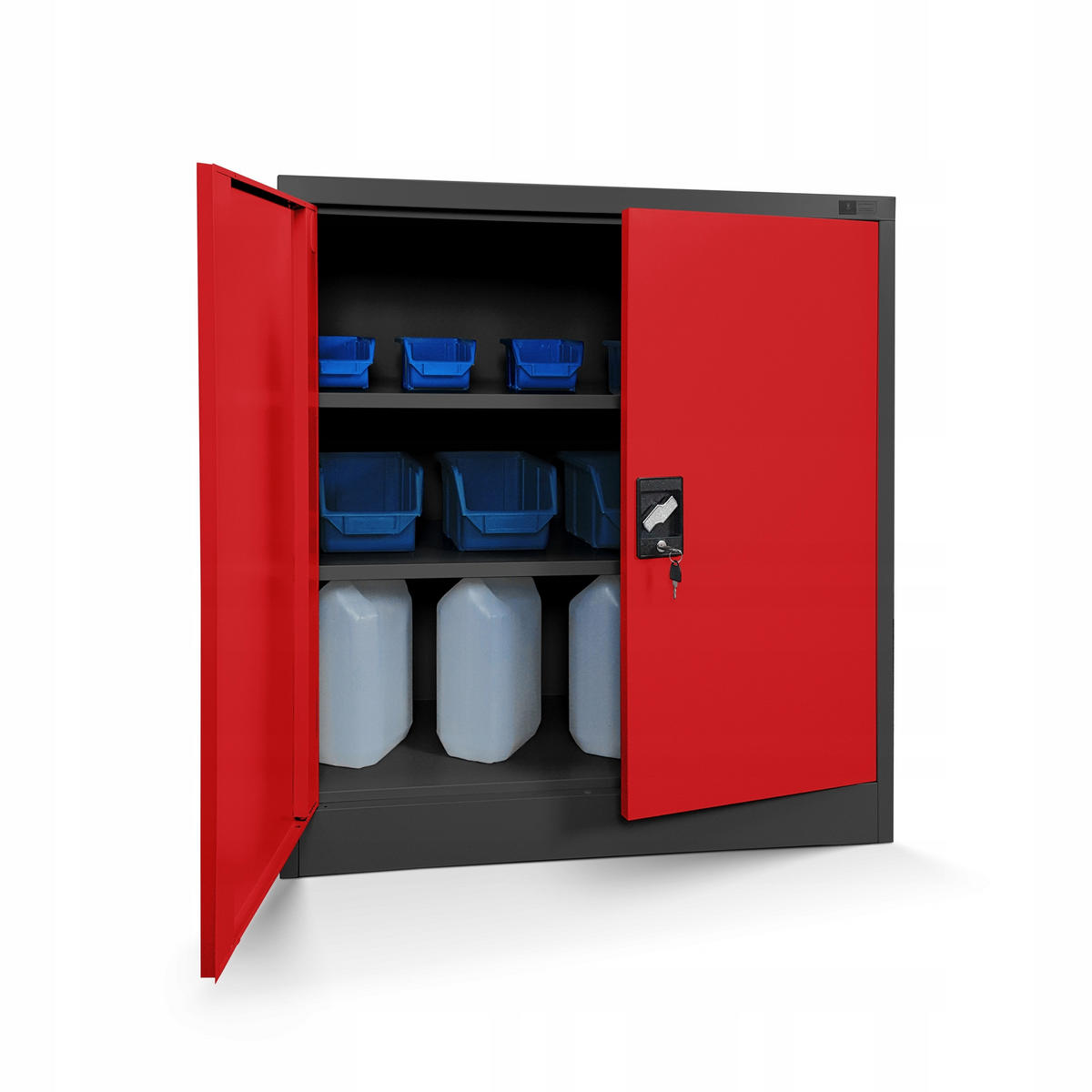 METALLSCHRANK Beata - Anthrazit/Rot, Metall (90/93/40cm) - Jan Nowak