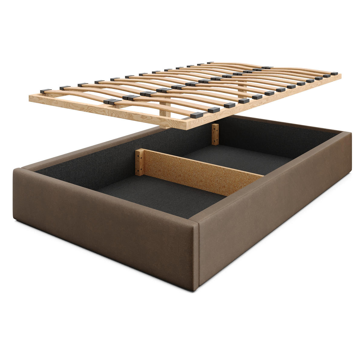 POLSTERBETT 120x200cm Bett mit Stauraum Lattenrost Braun - Braun, Holz/Holzwerkstoff (120/200cm) - Muralo