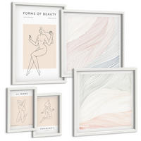 BILDER SET 5er Set - 50x50 cm & 20x30 cm & 40x60 cm Weißer Rahmen - Weibliche Silhouetten auf Plakaten - Weiß, Kunststoff (40/60cm) - TULUP