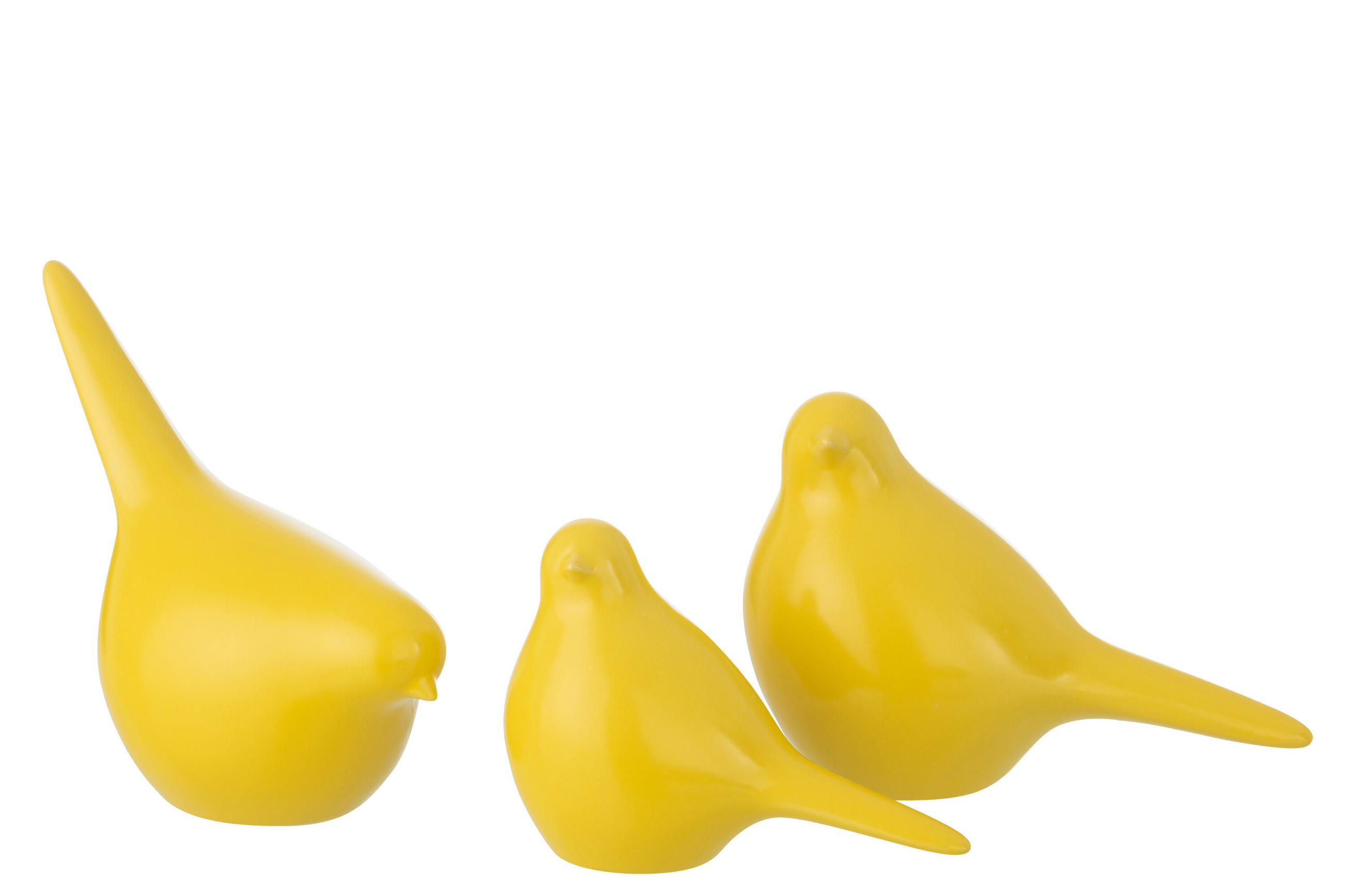 DEKOOBJEKT 3 VOGEL (3ER SET) - Gelb, Keramik (11/17/18cm) - J-Line