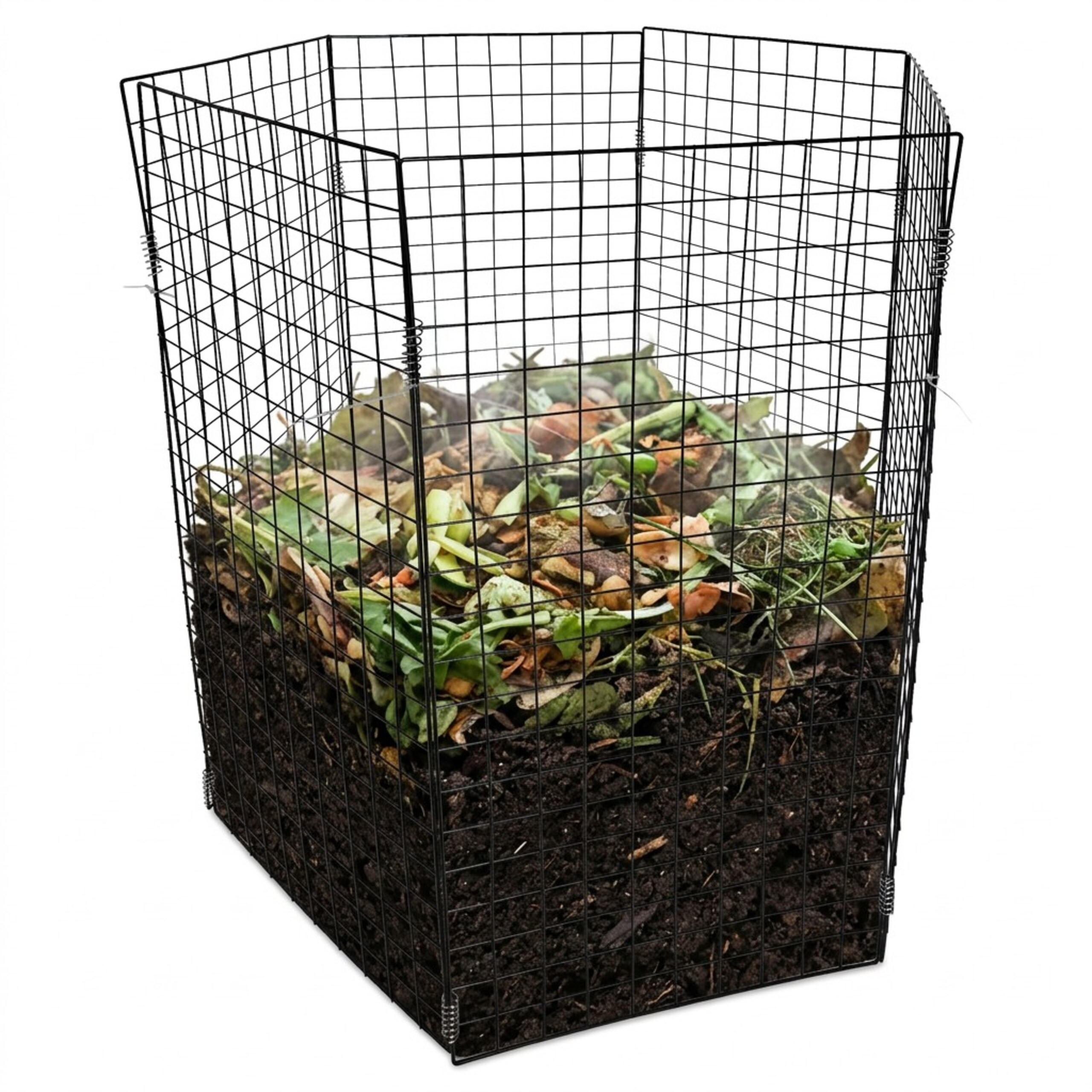 COMPOSTOR Negru metalic 100x50 cm - negru, metal (50/100/50cm) - Relaxdays