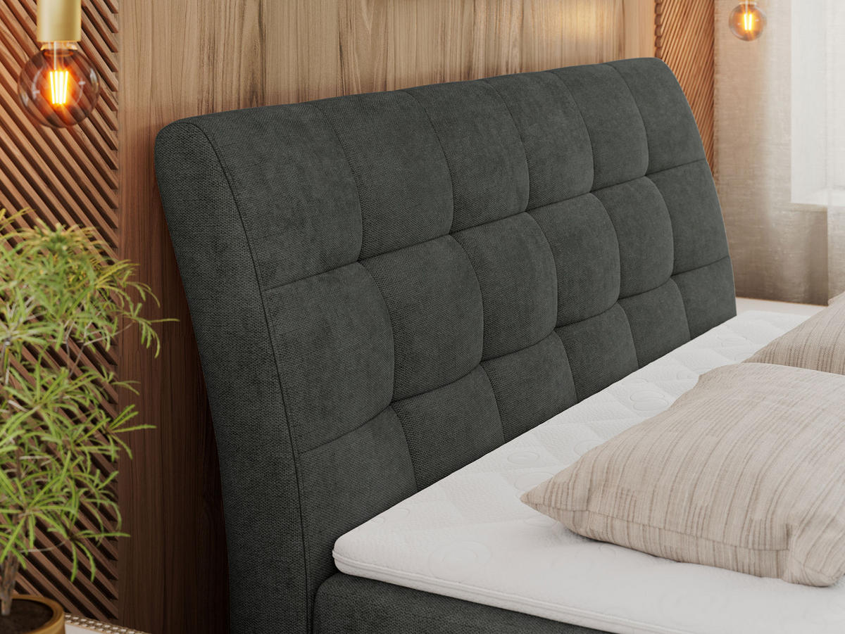 BOXBETT DIEGOS 140/200 Dunkelgrau Struktur - H3 - Dunkelgrau, Holz/Textil (140/200cm) - MKS