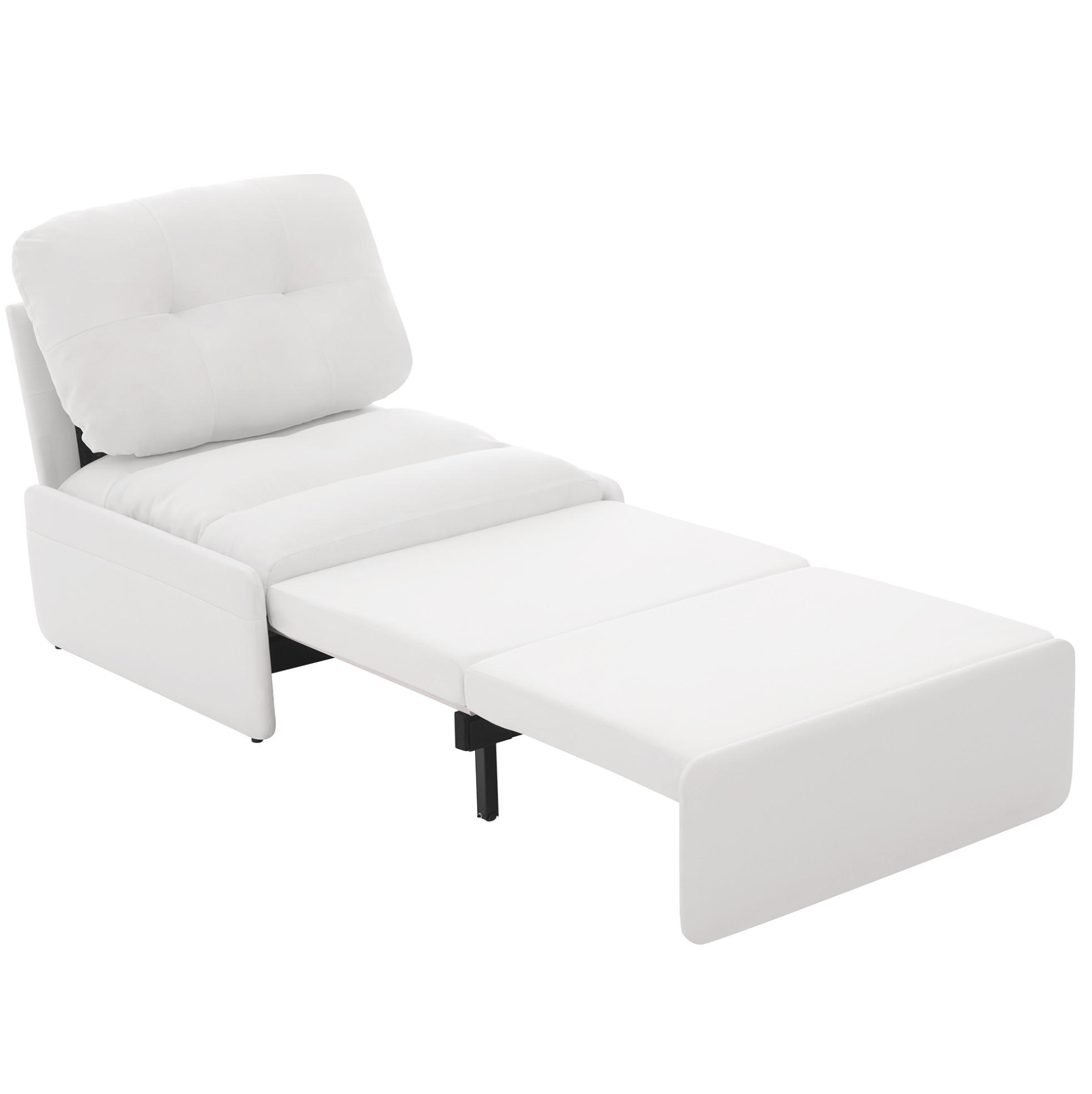 SCHLAFSESSEL 81,5/195/90 cm als 2-in-1 Ausziehbett mit Leinenbezug und Seitentaschen, Weiß - Weiß, Kunststoff (195/90/81.5cm) - Redom
