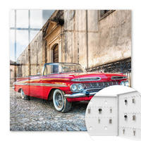 SCHLÜSSELBOX Weiß 30x30 cm – Türöffnung nach rechts - Retro-Auto - Rot, Metall (30/30/5cm) - TULUP