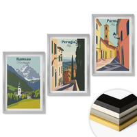 WANDBILDER 3er Set - 40x60 cm Silberner Rahmen - Berglandschaften und Italien - Silberfarben, Kunststoff (40/60cm) - ArtPrintCave