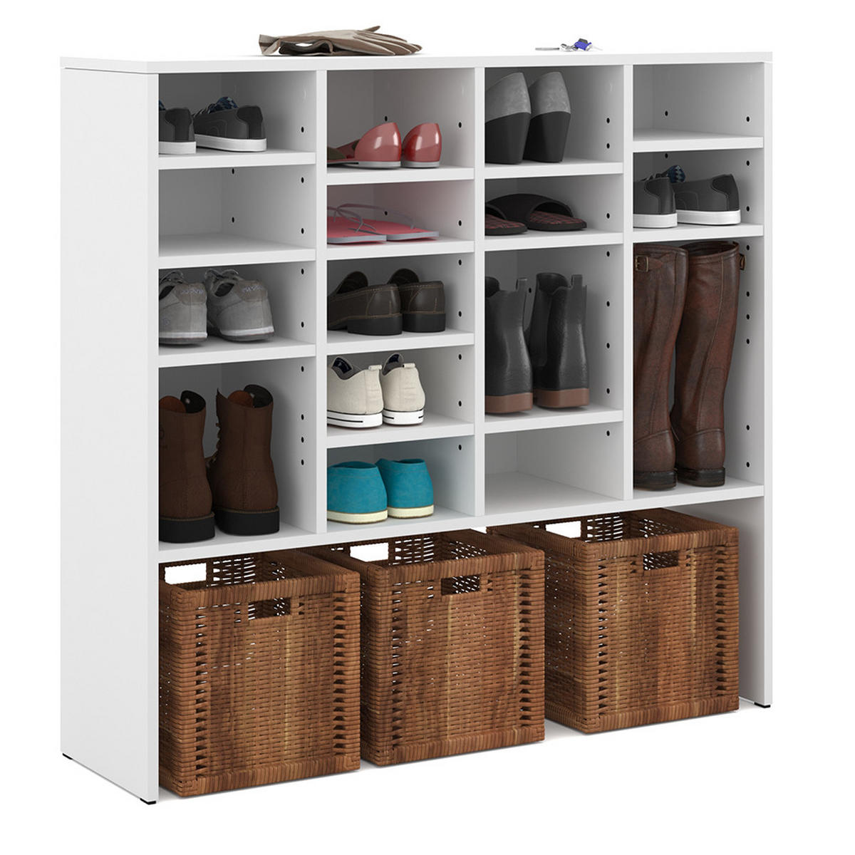 SCHUHREGAL Hermia Weiß 104 x 99 cm - Weiß, Holzwerkstoff (104/99/33cm) - Vicco