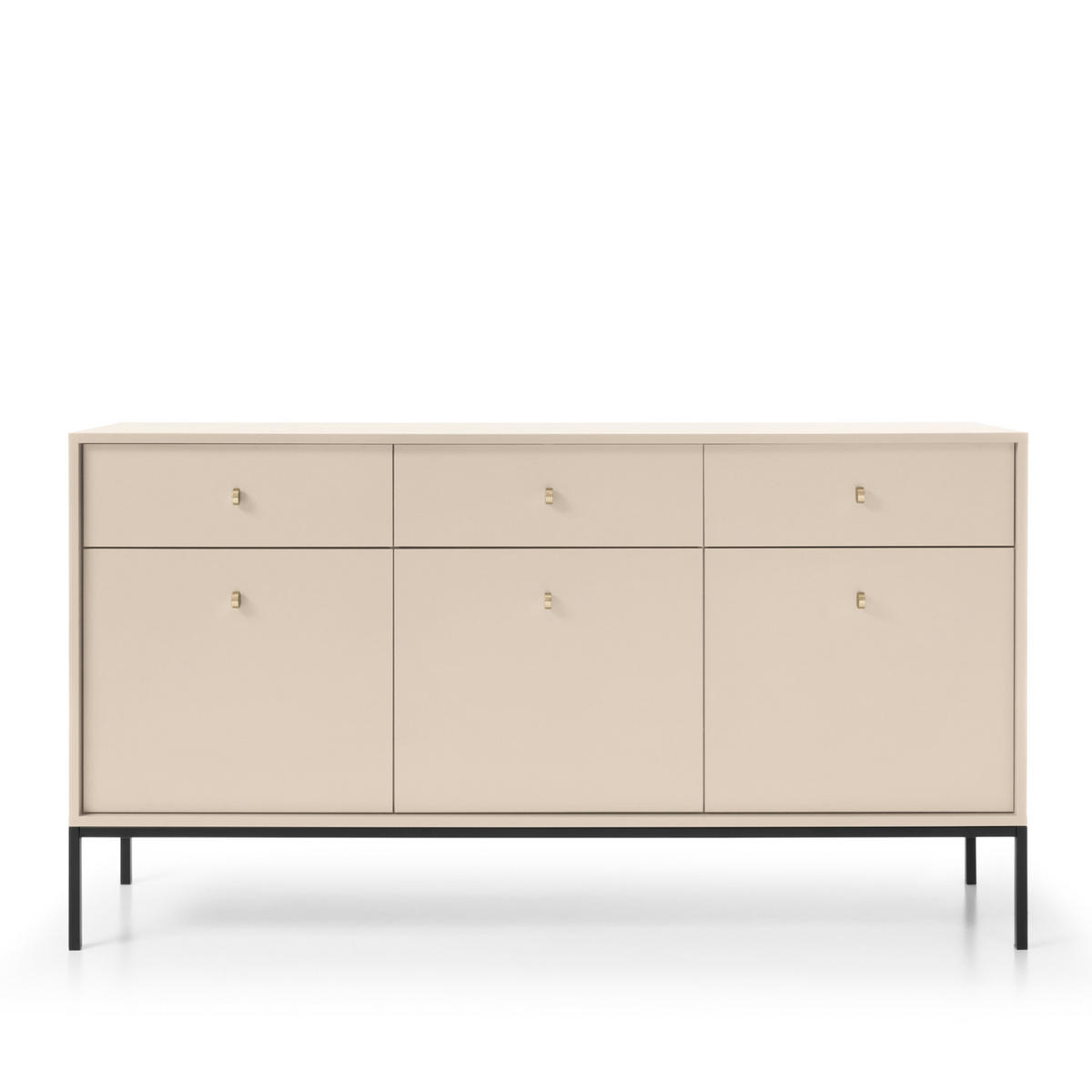 SIDEBOARD MONCTON KOM3-3D3S Metalgriffe, Beige - Beige, Holzwerkstoff/Kunststoff (154/83/39cm) - Komodee