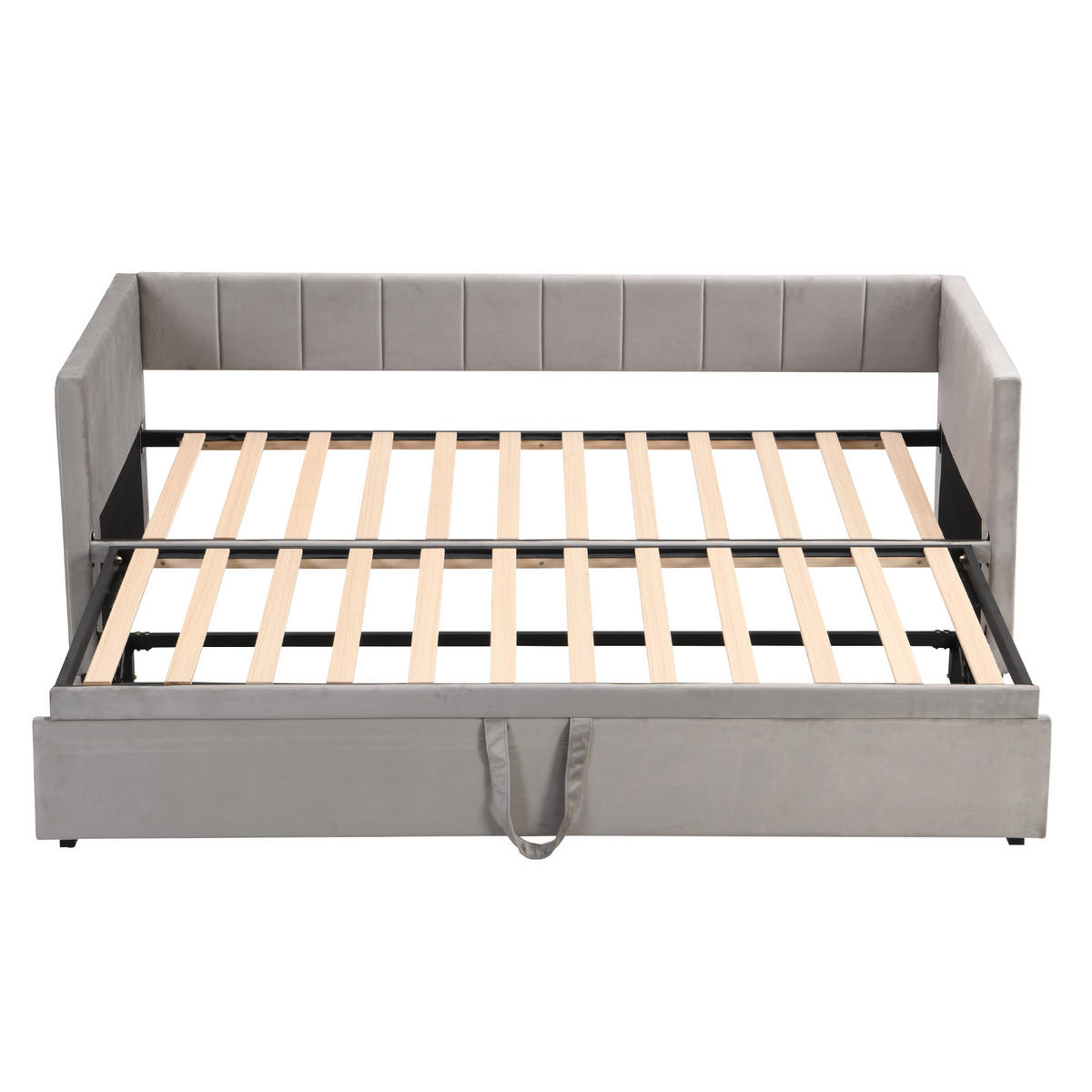 BETT 90/200 cm mit Lattenrost aus Samt Grau - Grau, Leder (90/200cm) - OKWISH