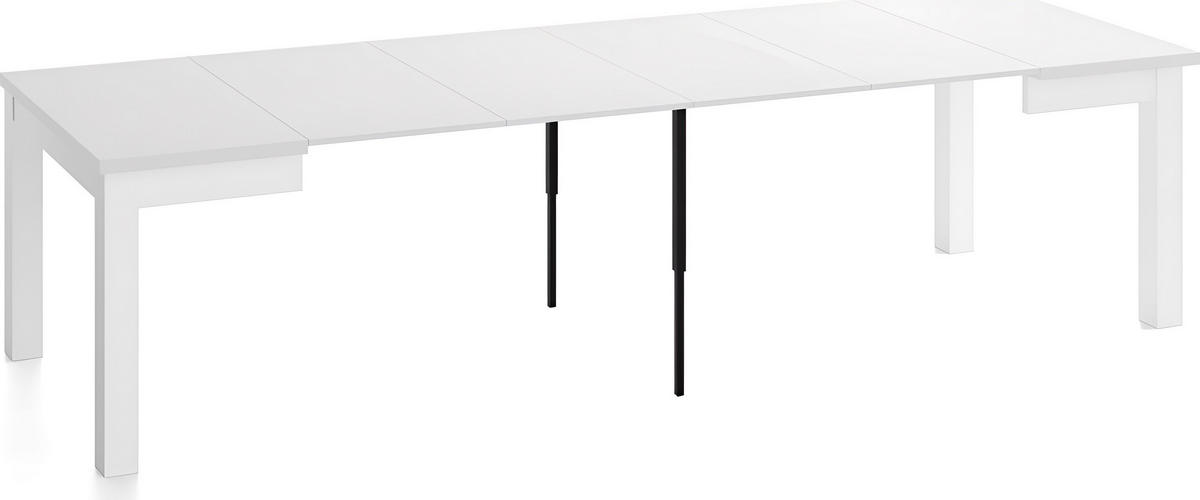 ESSTISCH Toren Weiß ausziehbar verlängerbar quadratisch, Weiß 100-300/100/76.5 cm - Weiß, Holz/Holzwerkstoff (100/100/77cm) - WFL GROUP