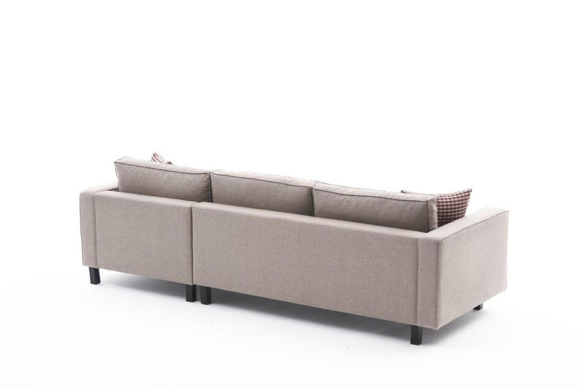 ECKSOFA mit elegantem Leinen-Bezug - Beige/Creme, Buchenholz/Textil (187/258cm) - myHomelando