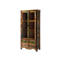 VITRINE Altholz 90x40x190 mehrfarbig lackiert NATURE OF SPIRIT #138 - Multicolor, Holz (90/190/40cm) - Massivmoebel24