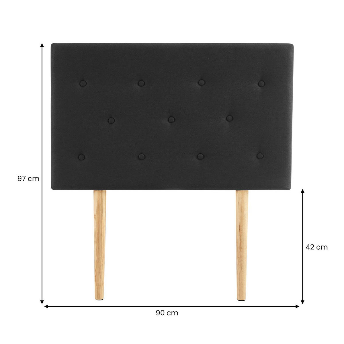 KOPFTEIL MAVELI 90X190 CM - Schwarz, Textil (90/97/7cm) - IDIMEX