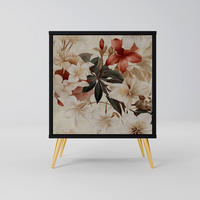 SIDEBOARD PETAL HARMONY, Schwarz, 57,5x42x75,5 cm, Goldfarbene Metallfüße - Goldfarben/Multicolor, Holzwerkstoff/Metall (57.5/75.5/42cm) - SpaceRebels