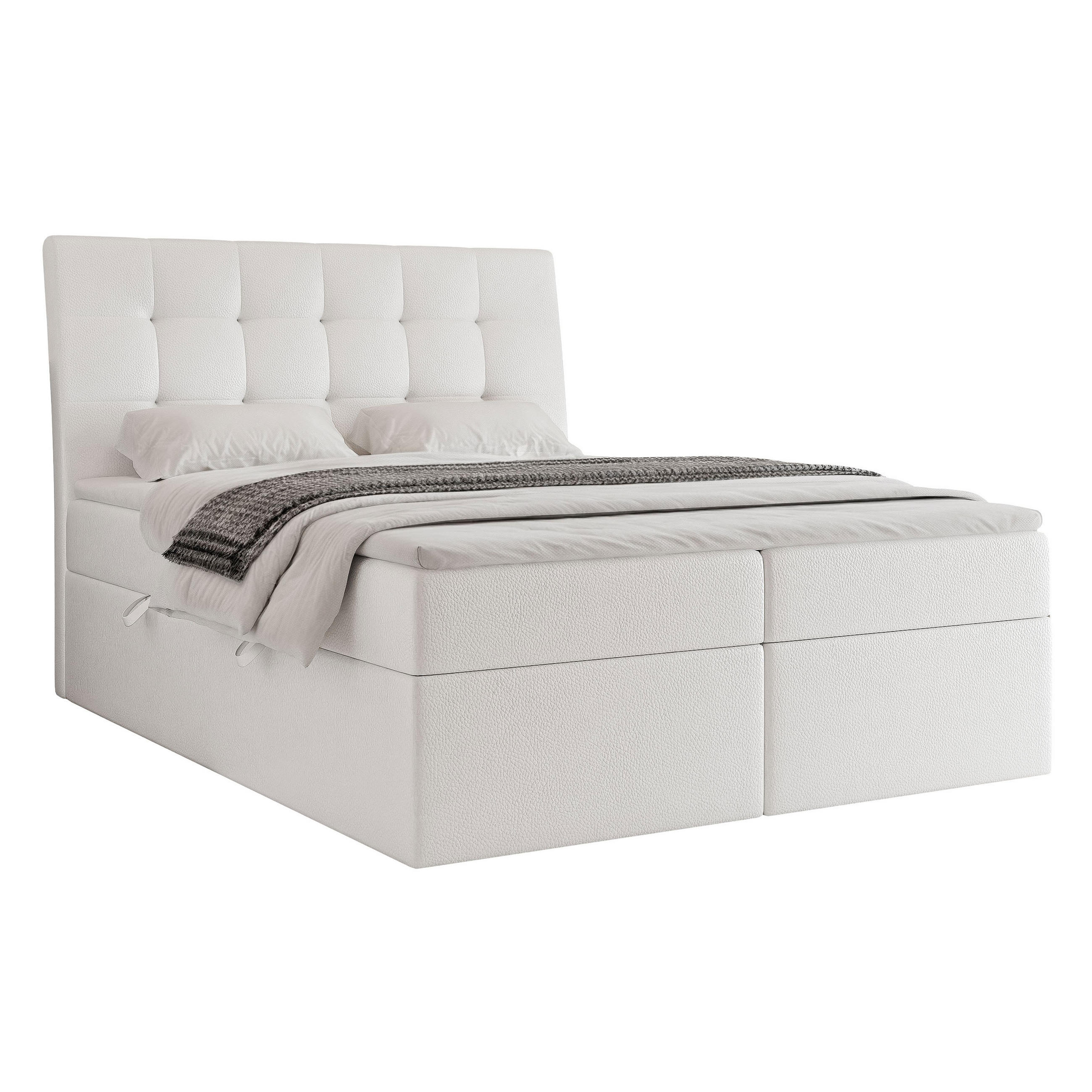 BOXBETT BAILEY 120/200 cm mit Matratze und Topper, Weiß - Schwarz/Weiß, Textil/Metall (120/200cm) - Idohome