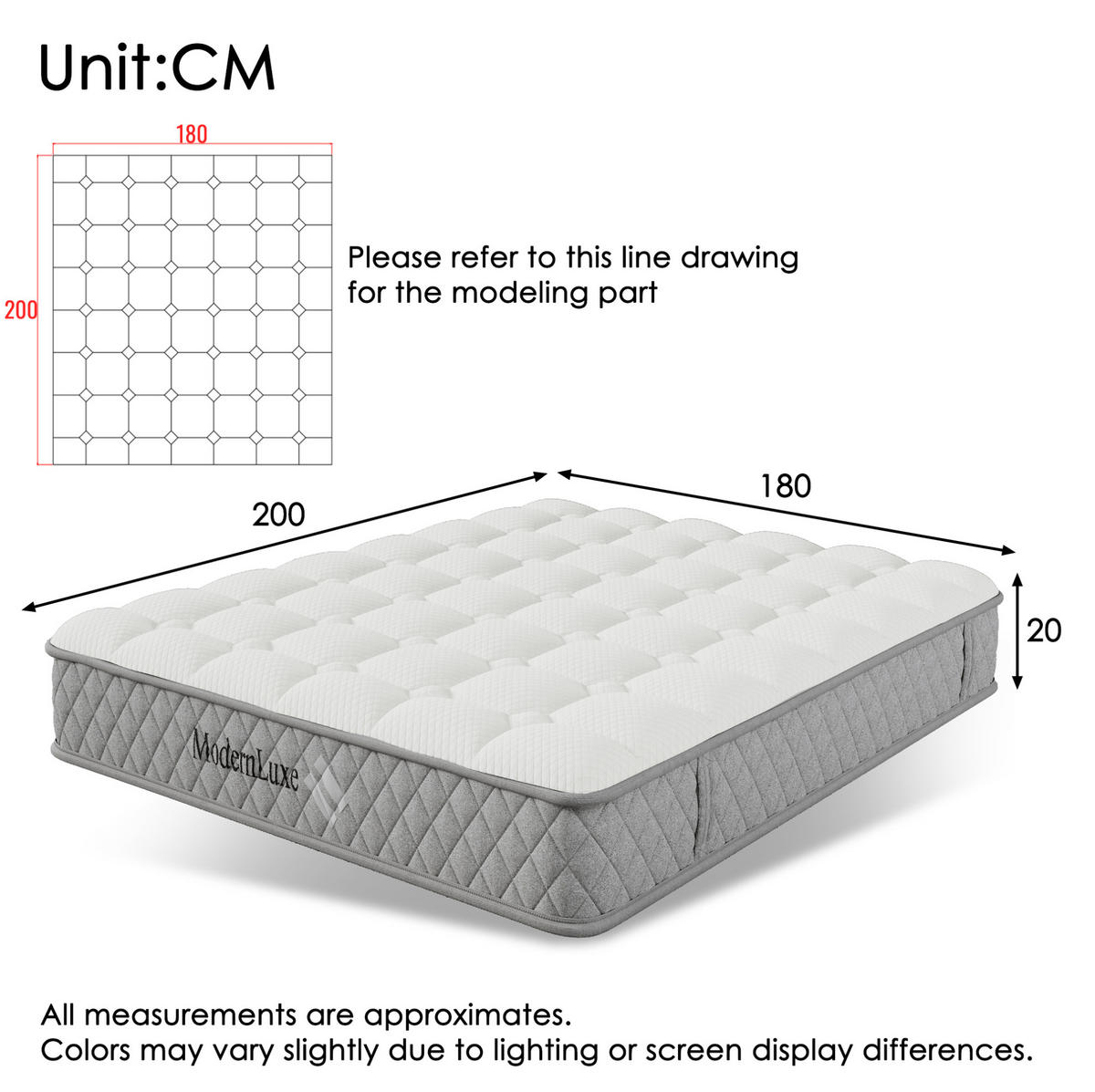 ČALOUNĚNÁ postel 180/200 cm šedá z lnu s LED osvětlením, USB-C a matrací - šedá, textil (180/200cm) - OKWISH