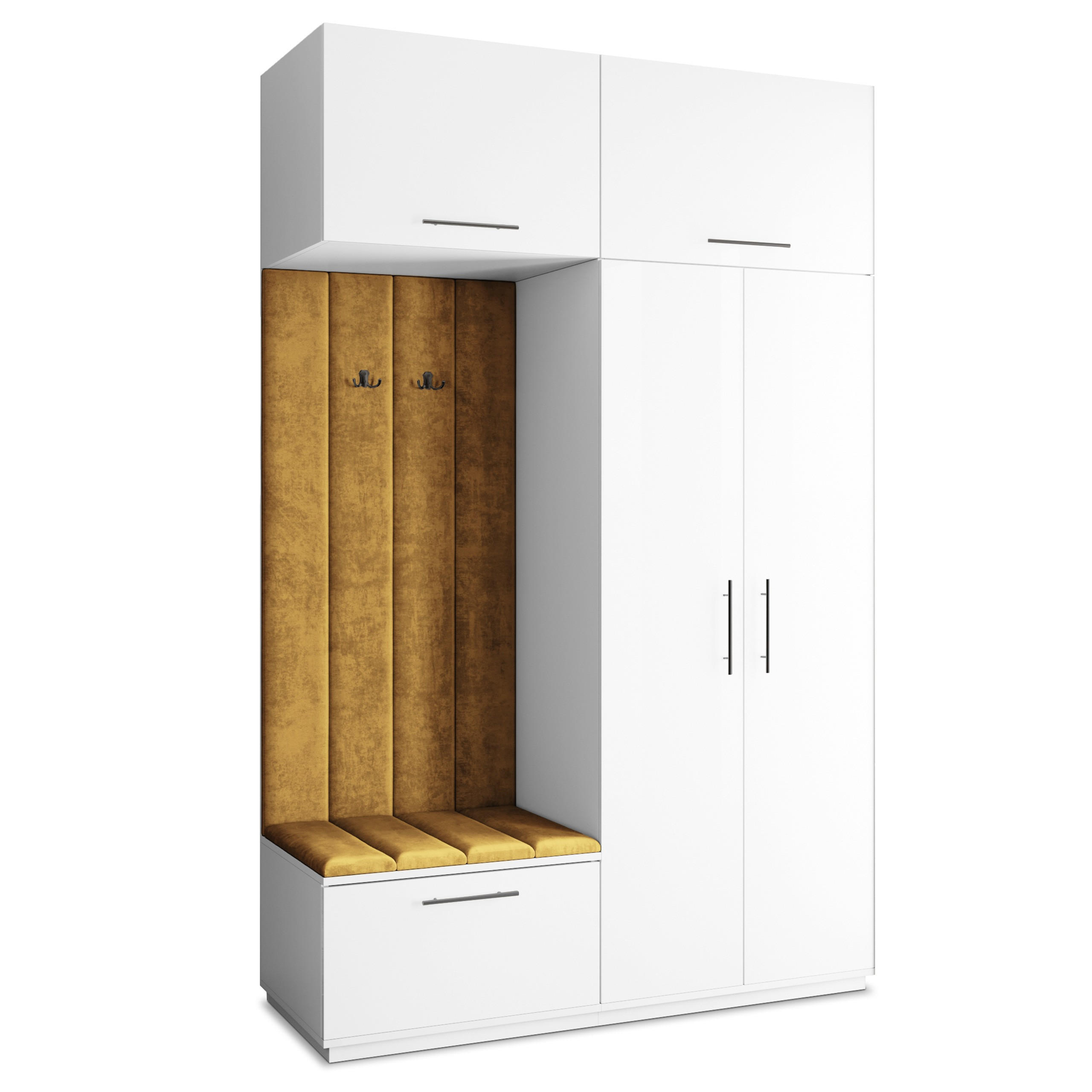 GARDEROBENSCHRANK REMA 150/240/60 cm Modern Garderobe-Set Weiß - Gelb/Weiß, Holzwerkstoff (150/240/60cm) - MASSENO