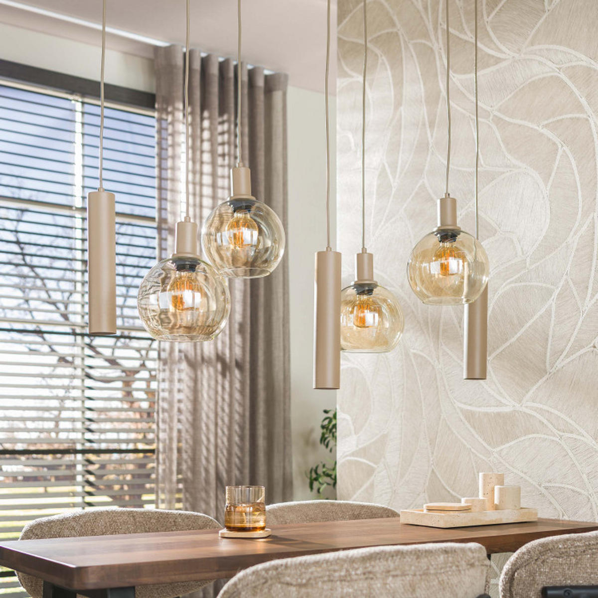 HÄNGELEUCHTE Orla Beige 35/100/150 cm - Beige, Textil (35/100/150cm) - Hoyz Collection