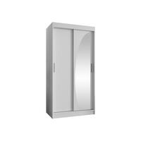SCHWEBETÜRENSCHRANK Wika 100 cm mit Schubladen - Silberfarben/Weiß, Holzwerkstoff/Kunststoff (100/200/62cm) - MIRJAN24