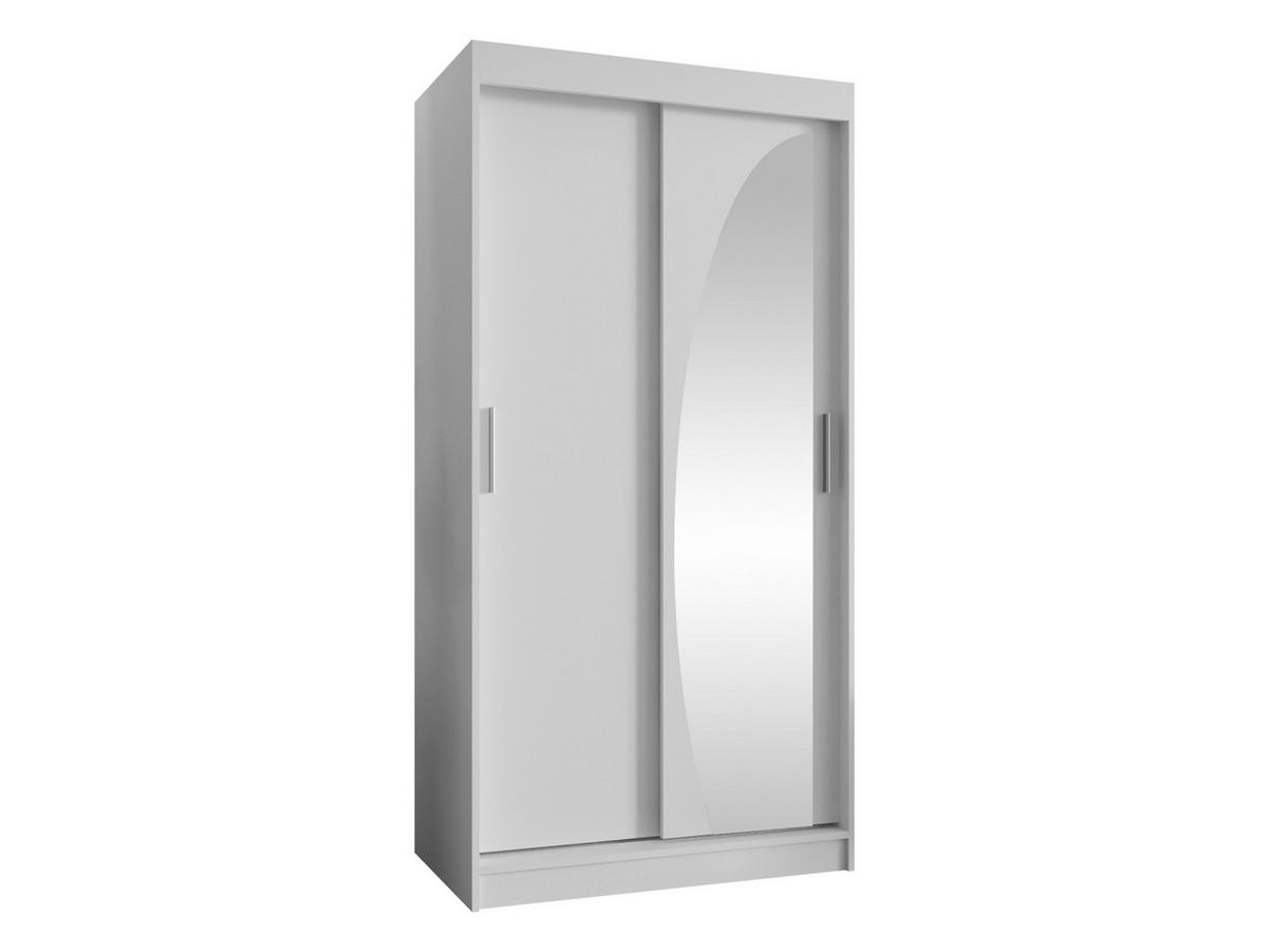 SCHWEBETÜRENSCHRANK Wika 100 cm mit Schubladen - Silberfarben/Weiß, Holzwerkstoff/Kunststoff (100/200/62cm) - MIRJAN24