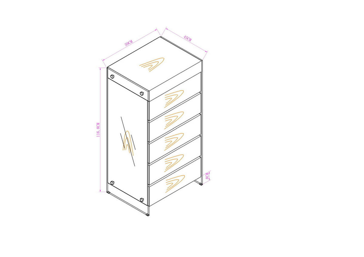 KOMMODE SOHO Grau 59x45x117 cm - Grau, Holzwerkstoff (59/117/45cm) - FURNLUX