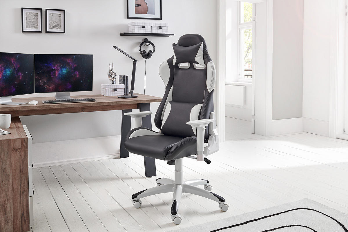 GAMING CHAIR - Kunstleder - Schwarz, Kunststoff (66/134/59cm) - home24