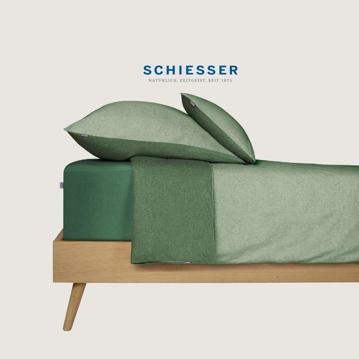 KISSENHÜLLENSET Doubleface - Renforcé - 2-teilig - 40 x 80 cm - Grün - Grün, Textil (40/80cm) - SCHIESSER