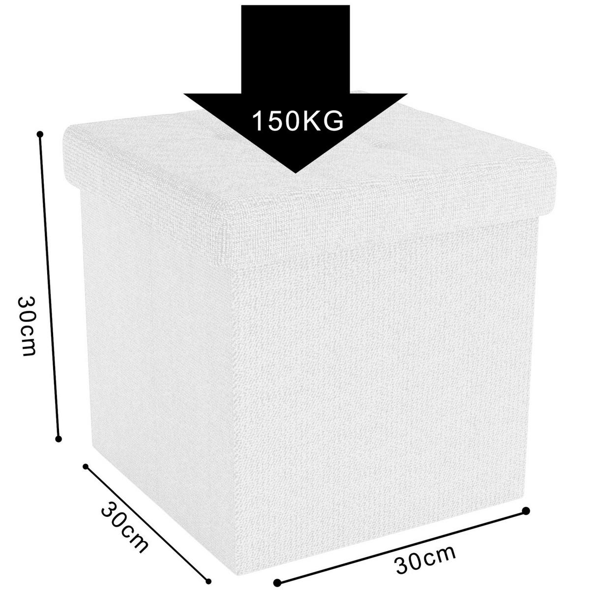 SITZWÜRFEL Faltbar 30/30/30 cm (Weiß) - Weiß, Textil (30/30/30cm) - Intirilife