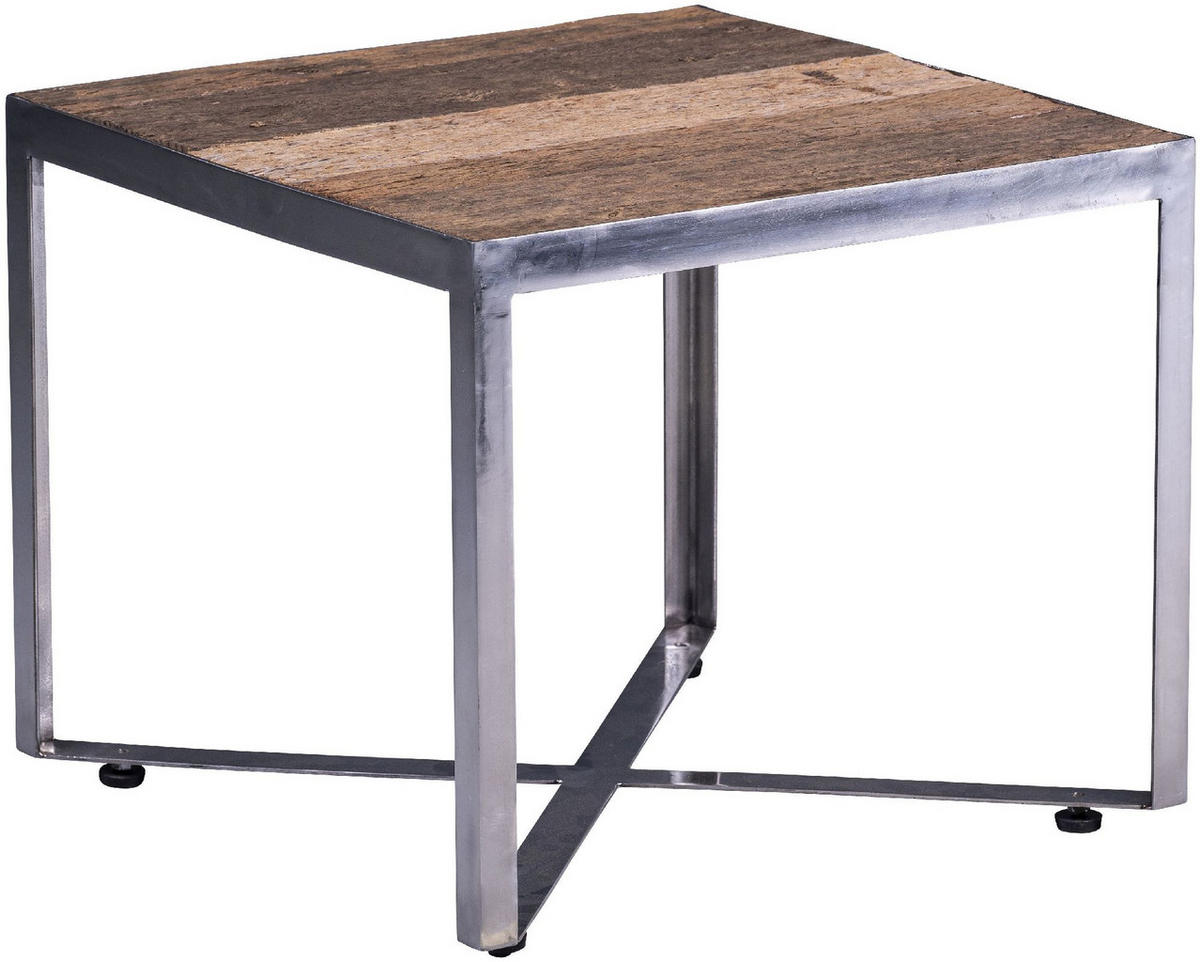 COUCHTISCH Salo 2 Recyceltes Massivholz Quadratisch 50/40/50 cm - Silberfarben, Metall (50/40/14cm) - M2 Kollektion