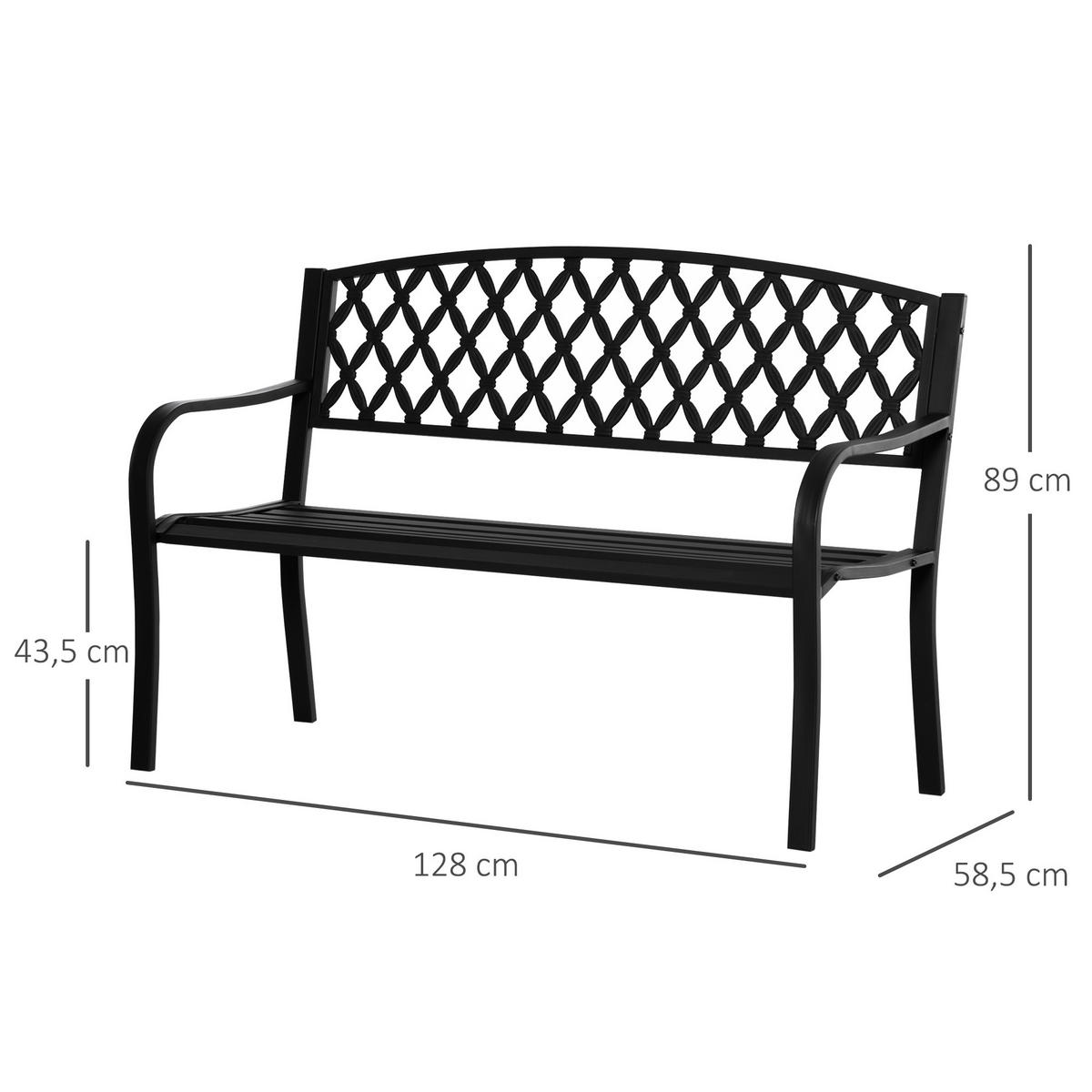 GARTENBANK,2-SITZER Gusseisen Stahl verziert,schwarz - Schwarz, Metall (128/89/58.5cm) - Vallsero