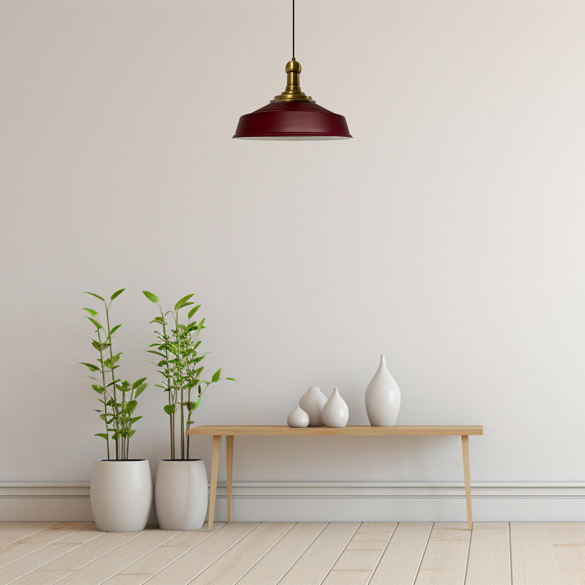 PENDELLEUCHTE Asletl 40/30 cm - Dunkelrot, Metall (40/30cm) - Bamyum