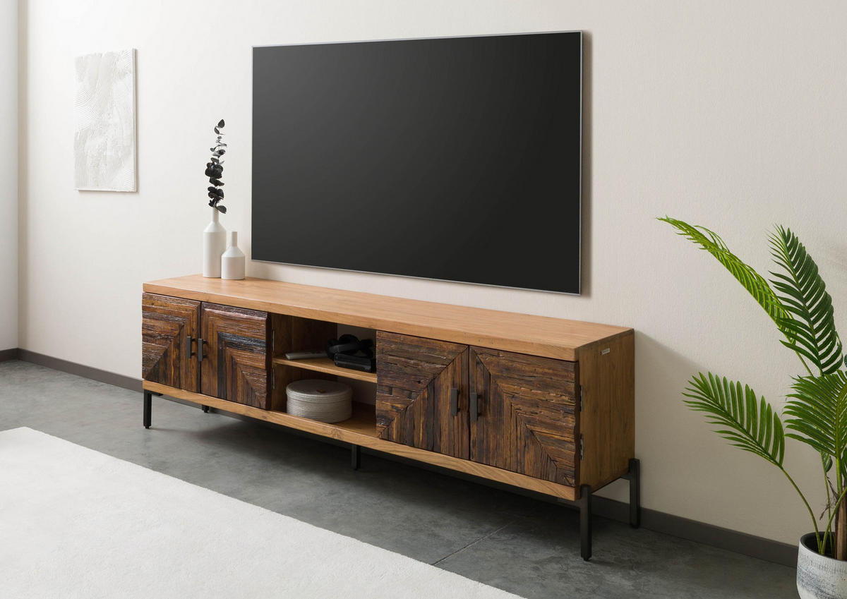 TV-BOARD Altholz 200x40x63 natur lackiert LYON #120 - Naturfarben, Holz (200/63/40cm) - Massivmoebel24