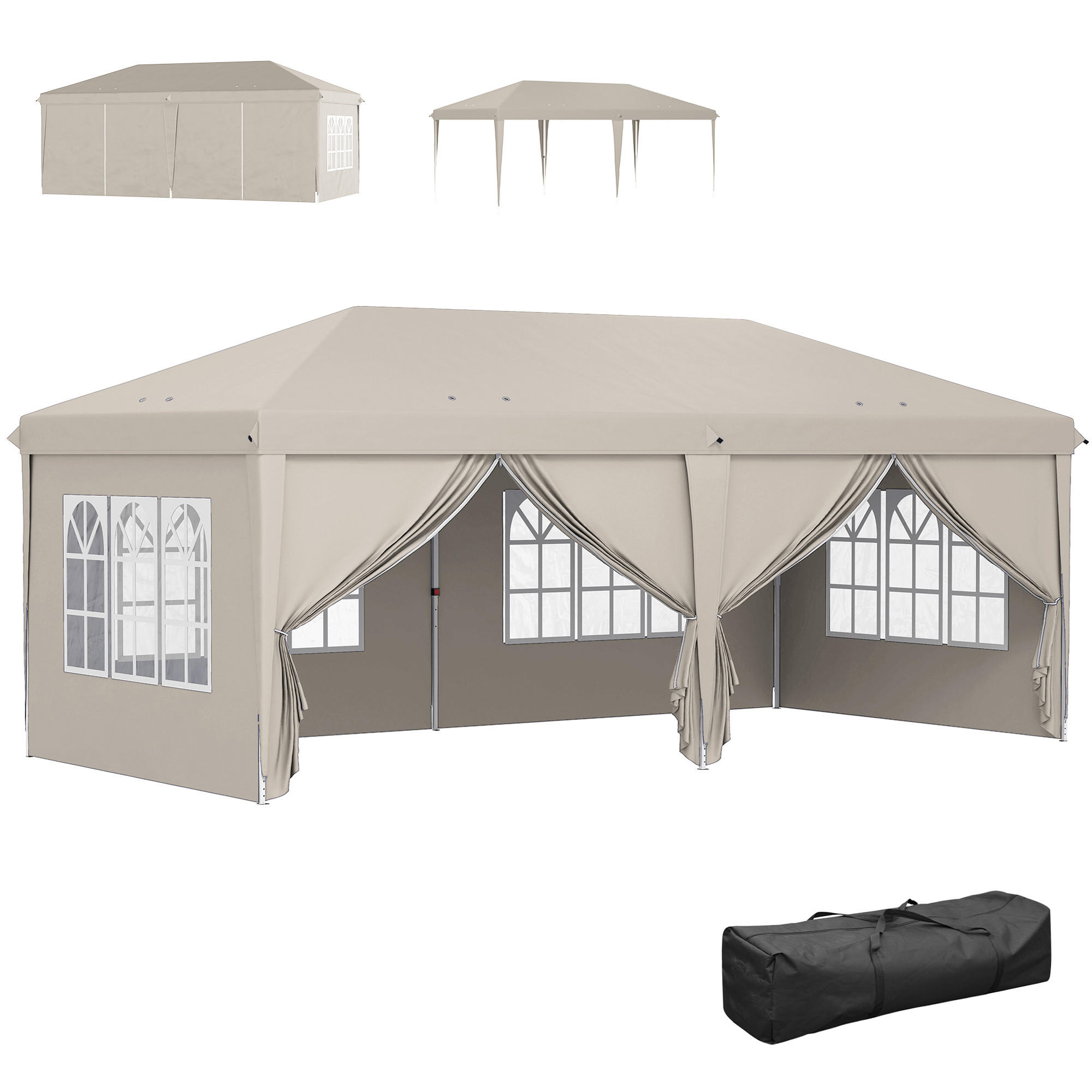 PAVILLON DE-14052 6/3 m, UV-Schutz, höhenverstellbar Beige - Beige, Metall (295/270/585cm) - ComfortXL